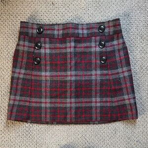 GAP Red and Gray Plaid Mini Skirt